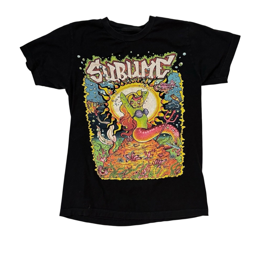 Sublime Mermaid Tee Shirt SIze S Small??Black Short Sleeve Cotton‎ Vintage